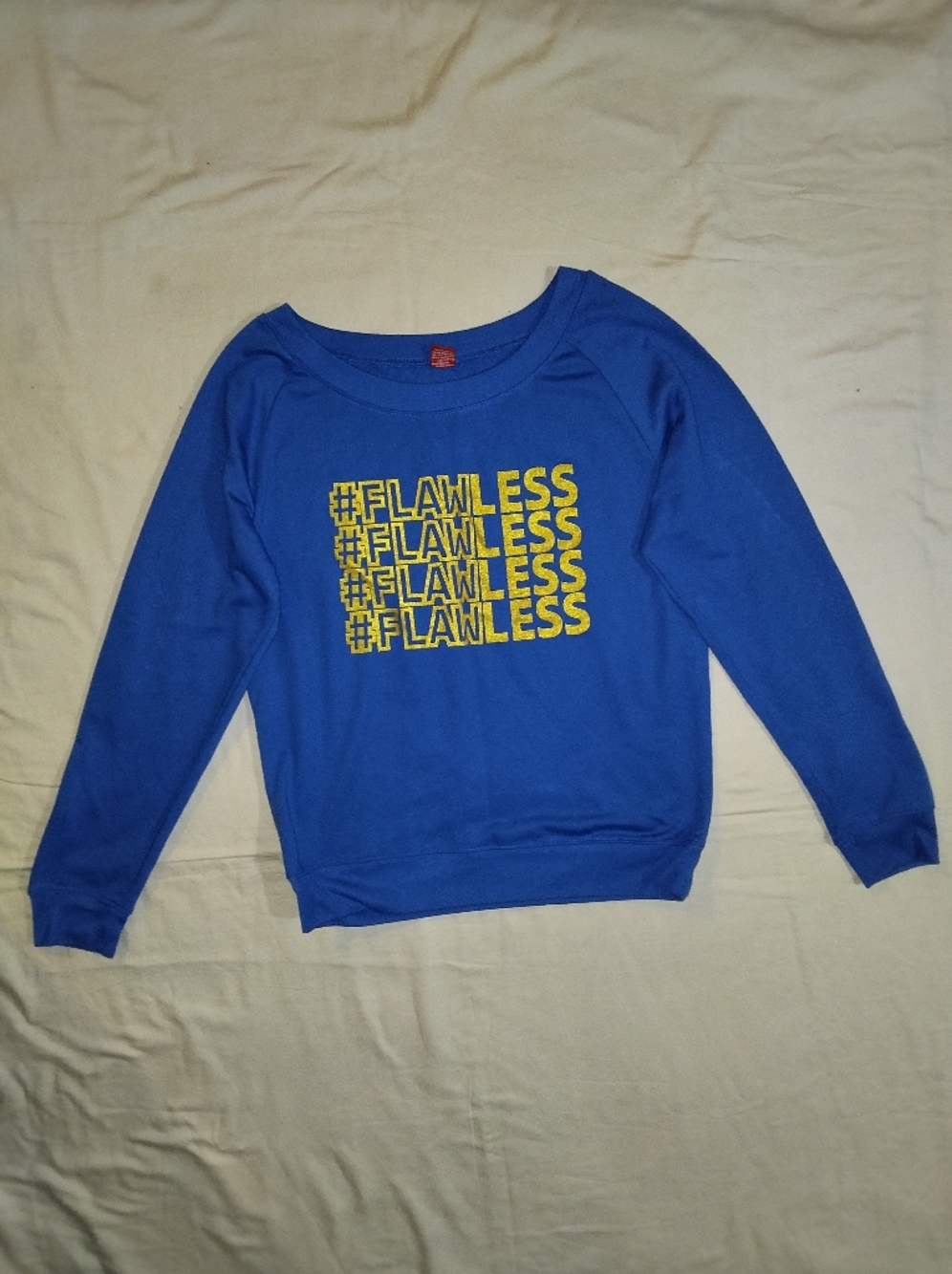 Blue Graphic Sweatshirt with Yellow Print